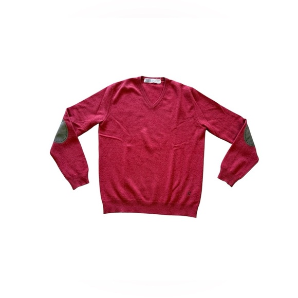 Dondup Sweater Cashmere Merino Wool lamb elbow leather patch Size L man - Picture 1 of 16